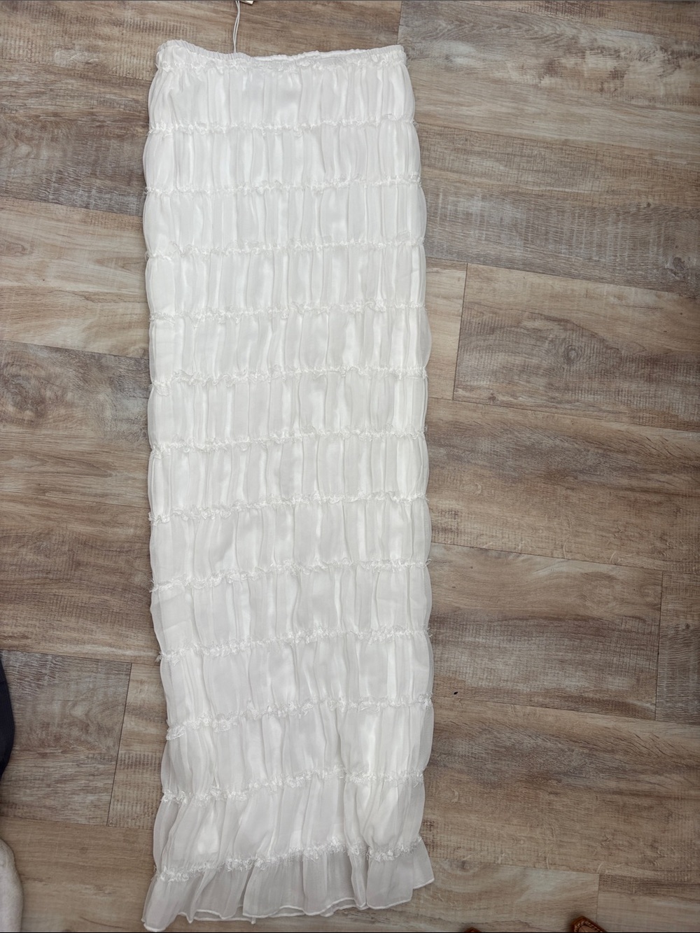 Peppermayo White Elastic Waist Maxi Skirt